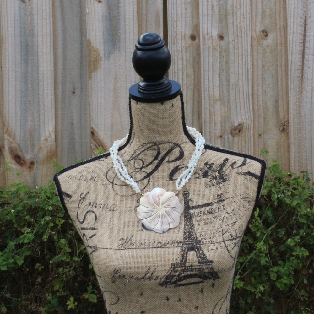 Mother of Pearl Large Shell Bohemian Beaded Necklace **BUY 2 for $20**